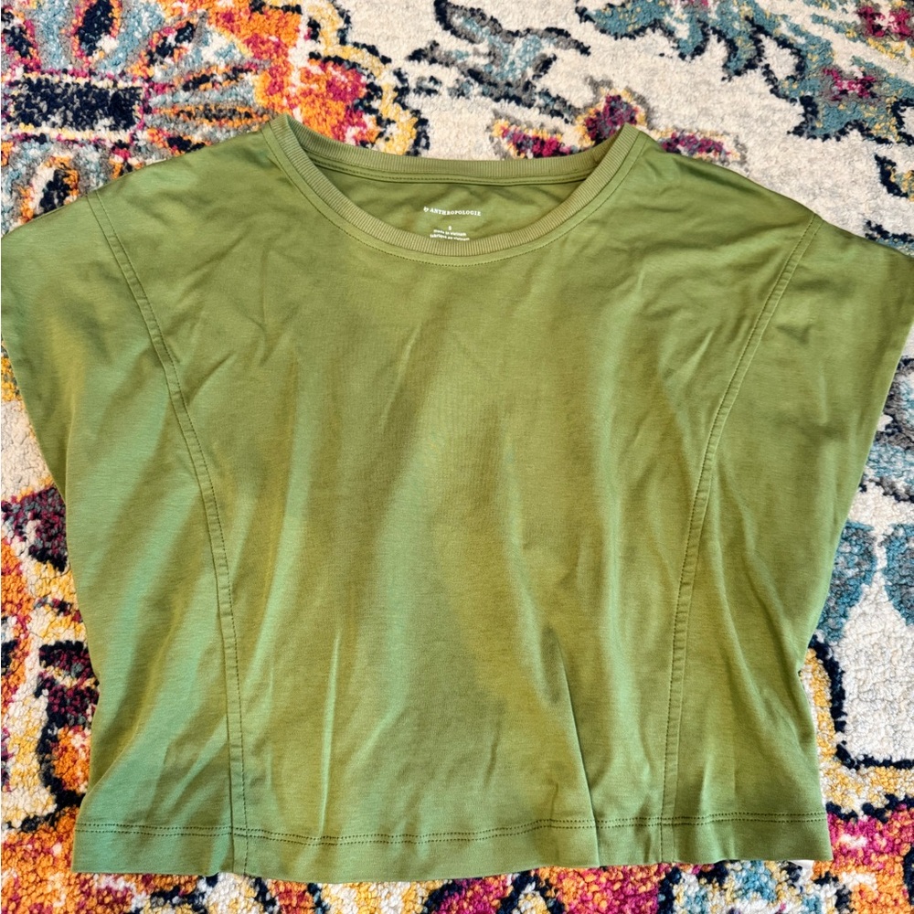 Anthropologie Olive Green Short Sleeve Tee